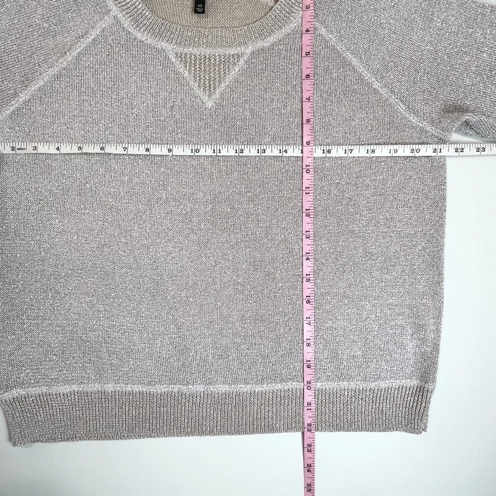 Talbots Metallic Silver Gold Shimmer Linen Blend Sweater XS